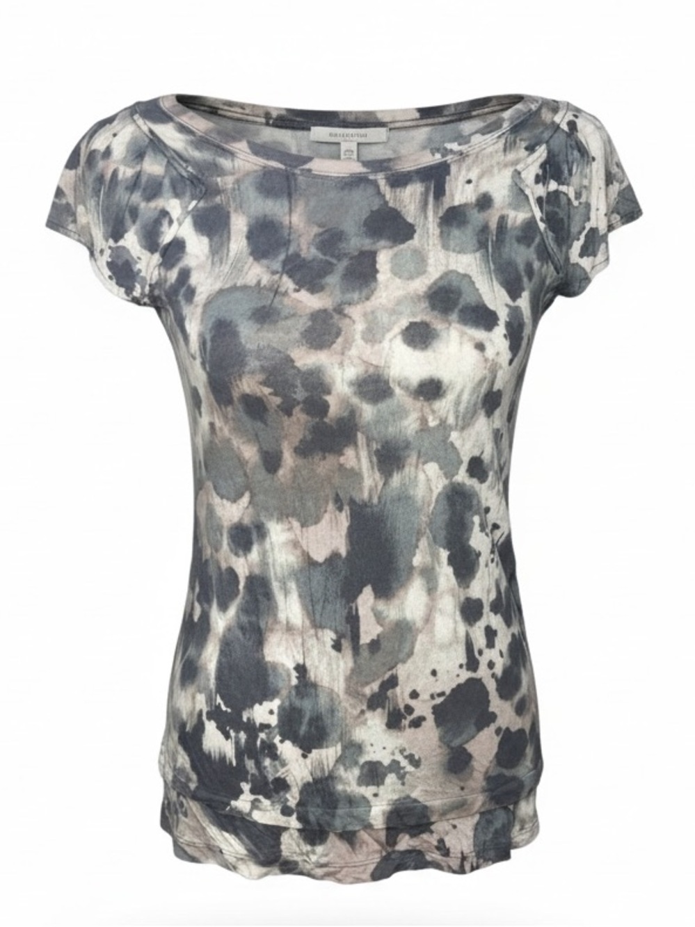 Vera Wang Simply Vera Flutter Sleeve Muted Blue Cream Top Womens size XS - Picture 1 of 8
